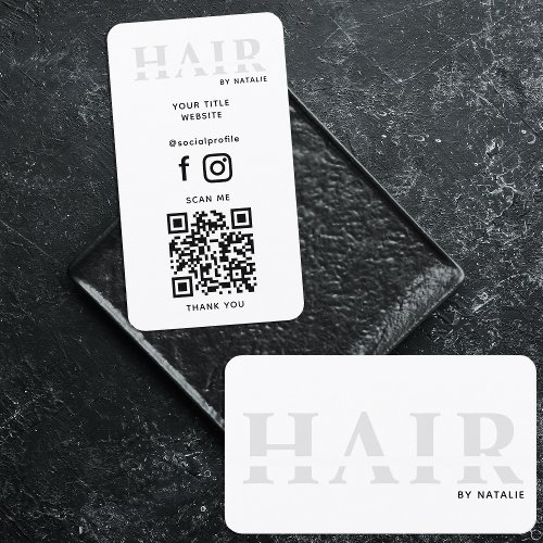 Cool QR Code Hairstylist Cosmetology Professional Business Card