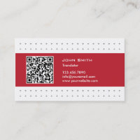 Cool QR Code Red Label Translator Business Card