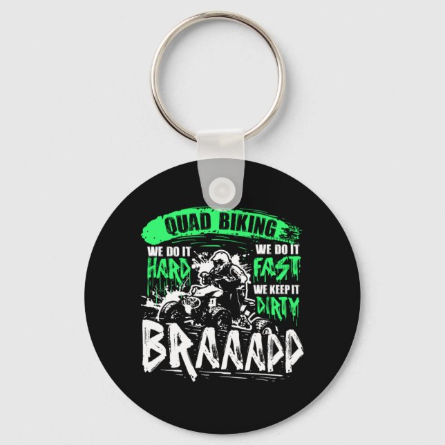 Cool Quad Biking Braap ATV Rider Keychain (Front)