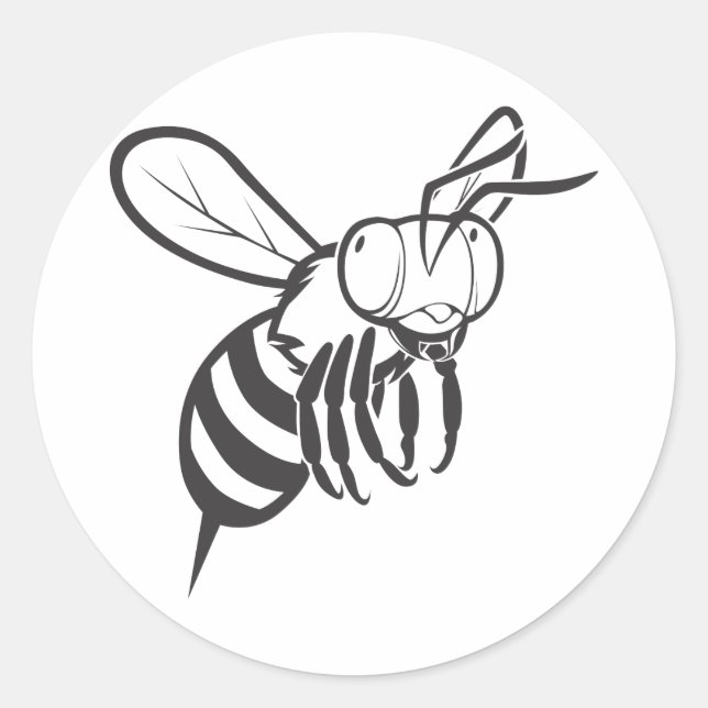 Cool Queen Bee Outline Cartoon Shirt Classic Round Sticker (Front)