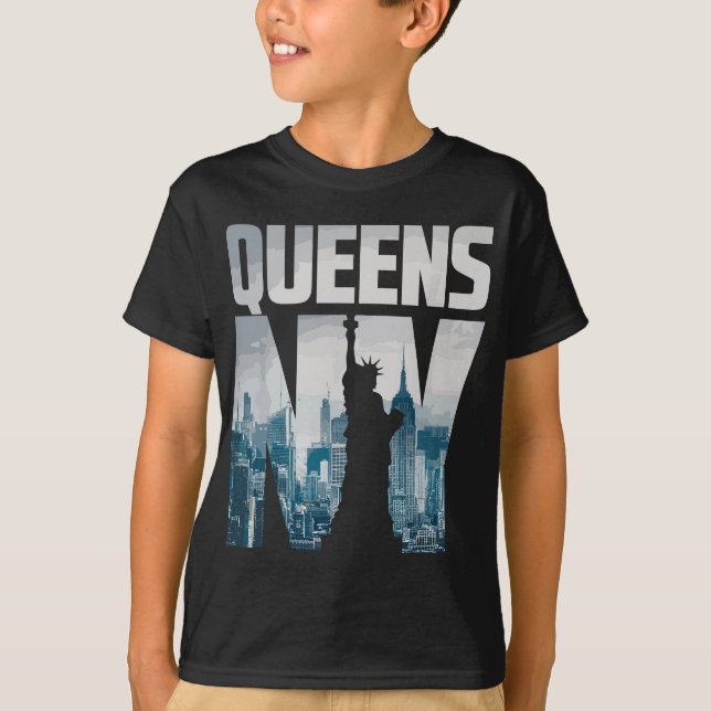 Cool Queens Graphic Tee , Queens New York City Sky (Front)