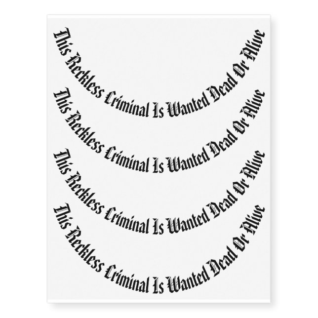 Cool Quote Black Script Necklace Temporary Tattoos (Front)