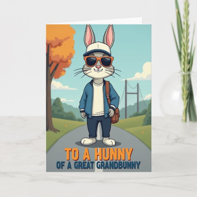 Cool Rabbit Autumn Scene Card (Front)