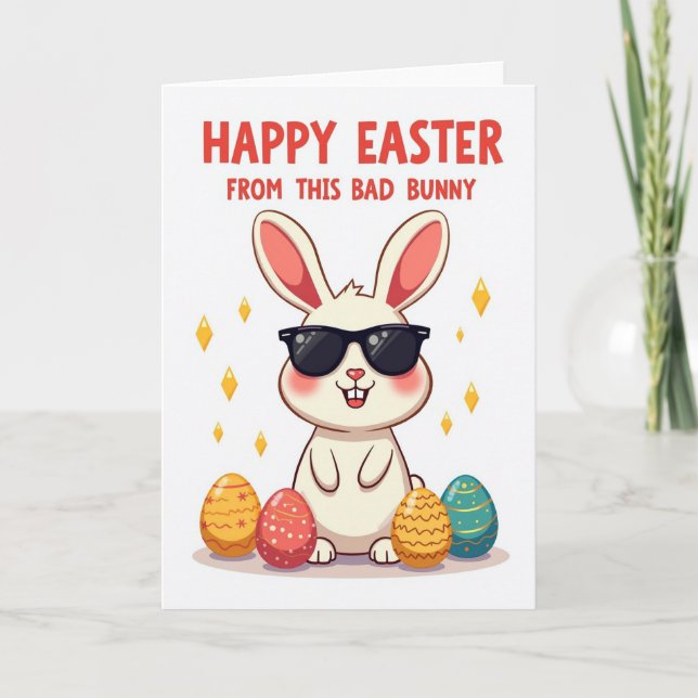 Cool Rabbit Easter Egg Card (Front)