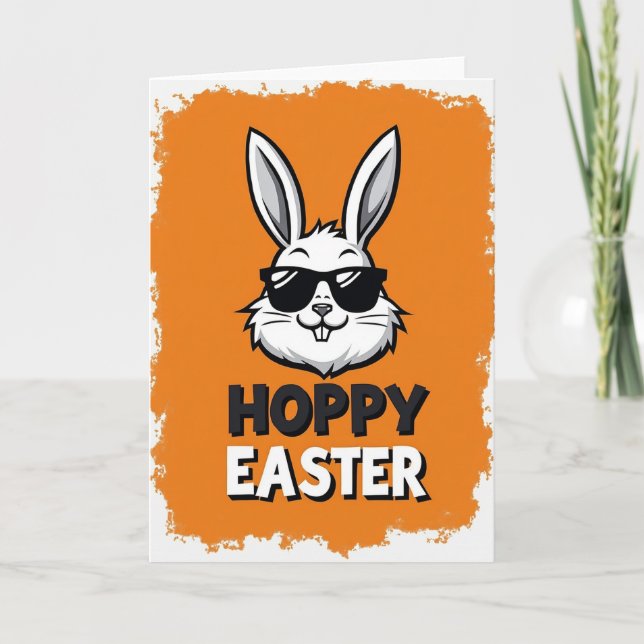Cool Rabbit Easter Pattern Card (Front)