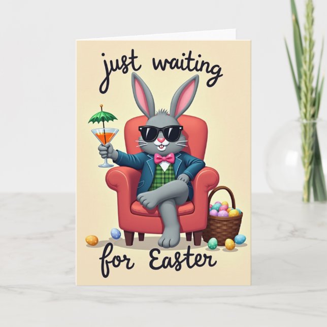 Cool Rabbit Easter Time Card (Front)