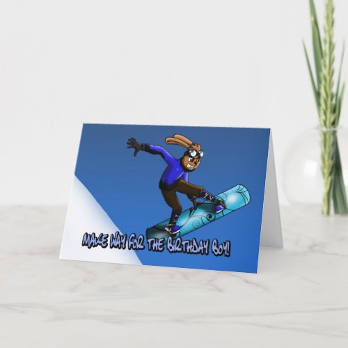 Cool Rabbit Snowboarder Birthday Card