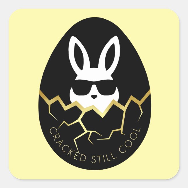 Cool Rabbit Sunglasses Funny Bunny Quote “Cracked  Square Sticker (Front)