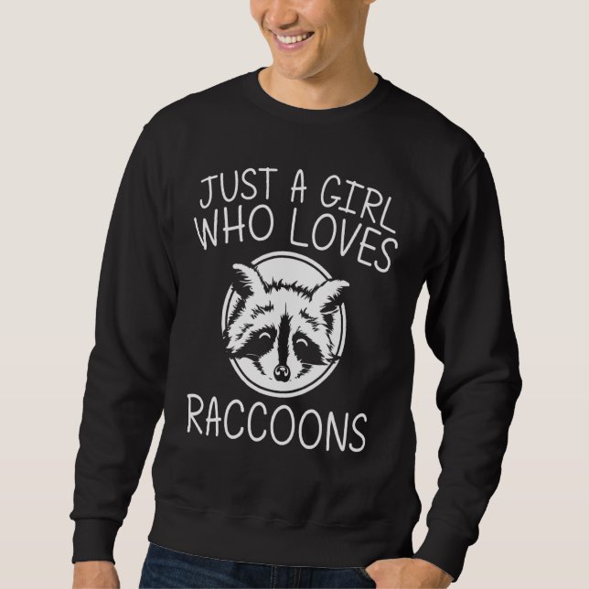 Cool Raccoon Art For Girls Kids Ringtail Trash Pan Sweatshirt (Front)
