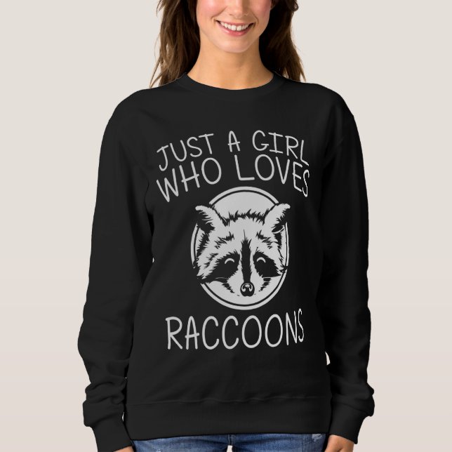 Cool Raccoon Art For Girls Kids Ringtail Trash Pan Sweatshirt (Front)