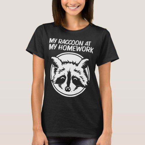 Cool Raccoon Art For Kids Boys Ringtail Trash Pand T_Shirt