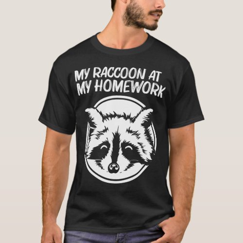 Cool Raccoon Art For Kids Boys Ringtail Trash Pand T_Shirt