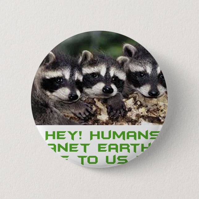 cool raccoon designs pinback button (Front)