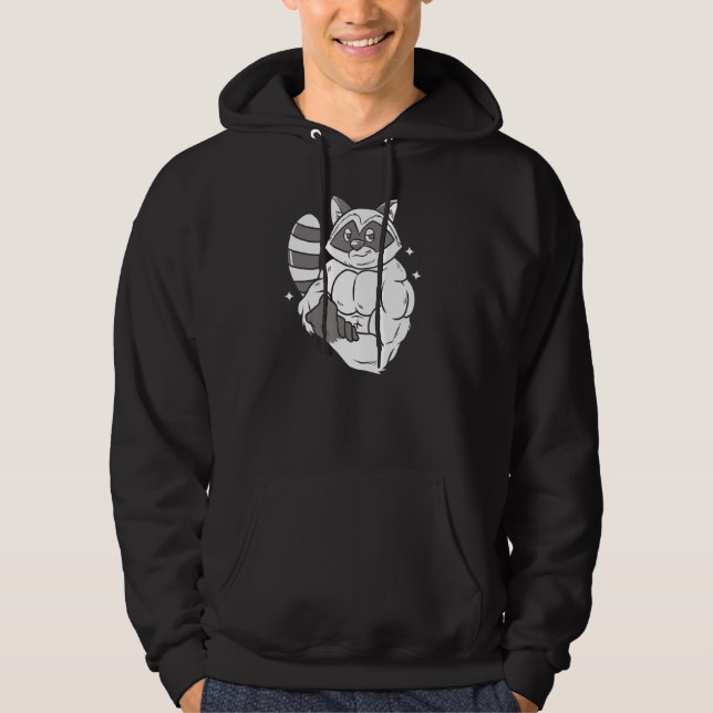 Cool Raccoon Muscle Animal   Raccoon Hoodie (Front)