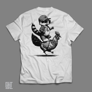 Cool Raccoon Riding a Chicken  Funny Urban Animal  T-Shirt