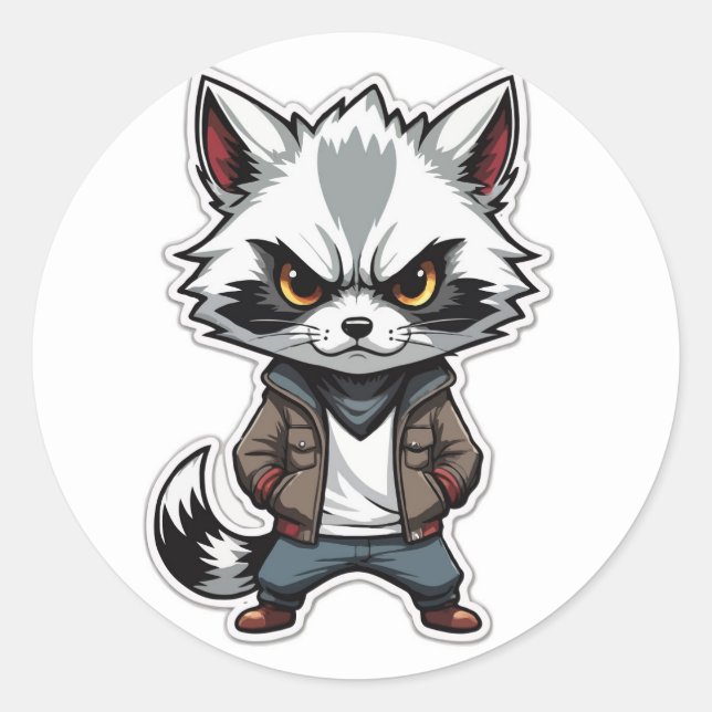 Cool Raccoon Sticker - A Bandit with Attitude (Front)