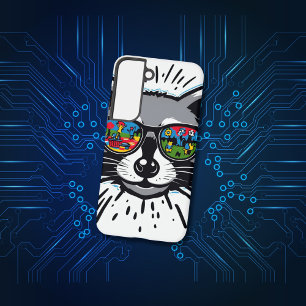 Cool Raccoon Sunglasses Colorful Art Design Samsung Galaxy S22 Case