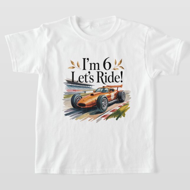 Cool Race Car Birthday Design for 6 Year Old Boys T-Shirt (Laydown)