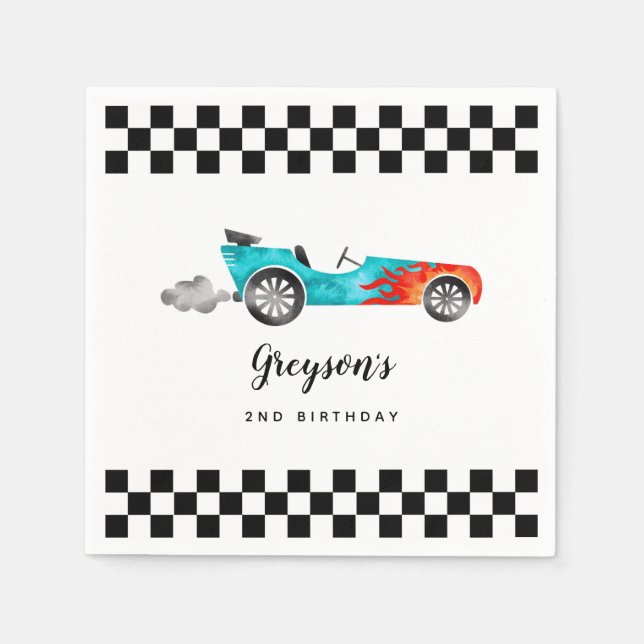 Cool Race Car Boy Birthday Party Napkins (Front)