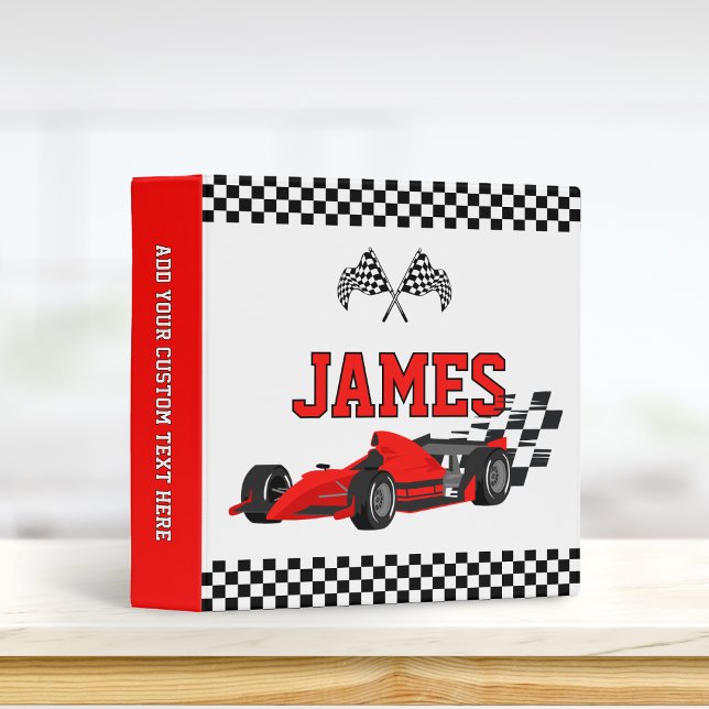 Cool Race Car Boy Custom Name Personalized 3 Ring Binder (Creator Uploaded)