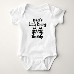 Cool race car flag Dad&#39;s little racing buddy Baby Bodysuit