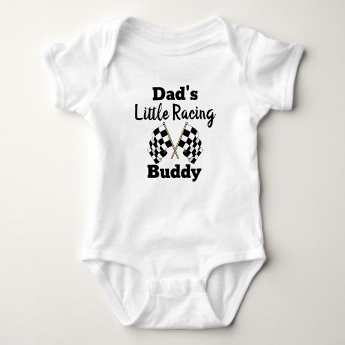 Cool race car flag Dads little racing buddy Baby Bodysuit