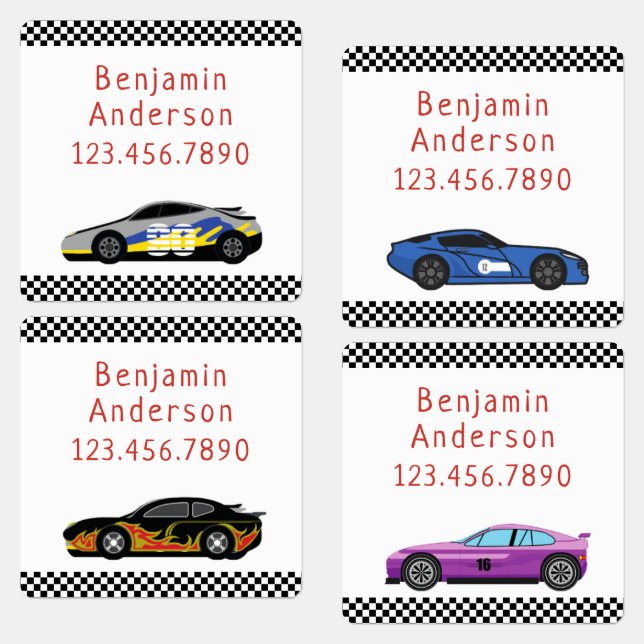 Cool Race Care Custom Name Tag  Labels (Group)