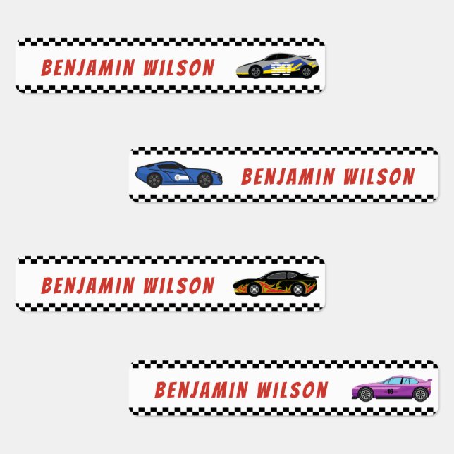 Cool Race Care Custom Name Tag Waterproof Labels (Group)