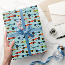 Cool Race Cars Kids Birthday Wrapping Paper