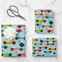 Cool Race Cars Kids Birthday Wrapping Paper Sheets