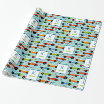 Cool Race Cars Kids Personalized Birthday Wrapping Paper