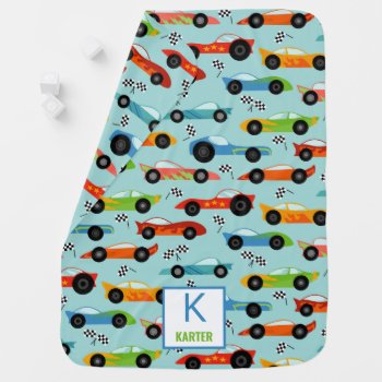 Cool Race Cars Personalized Kids Baby Blanket by LilPartyPlanners at Zazzle