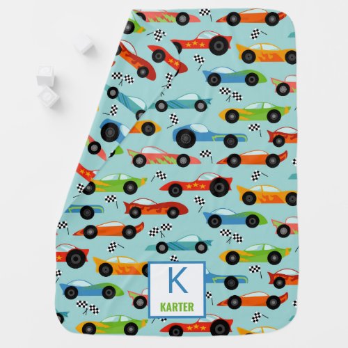 Cool Race Cars Personalized Kids Baby Blanket