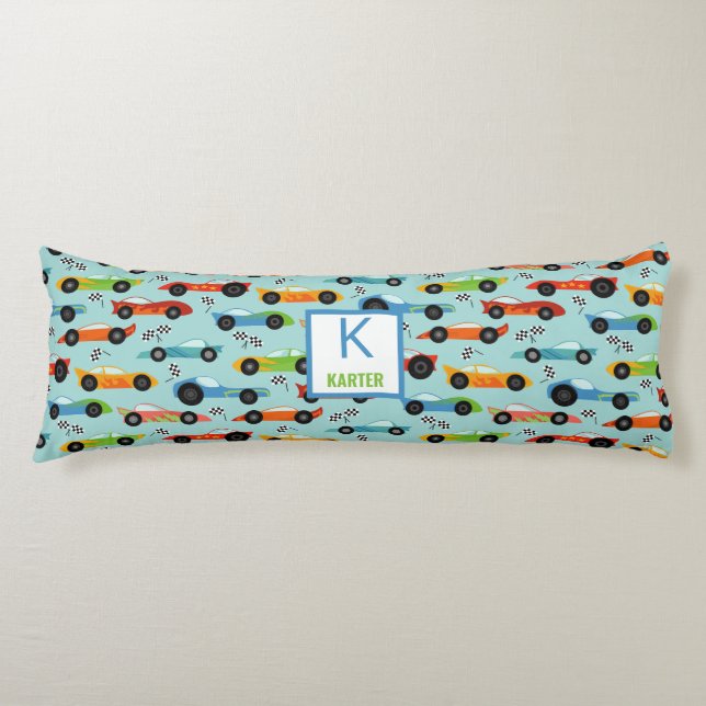 Cool Race Cars Personalized Kids Body Pillow (Front)