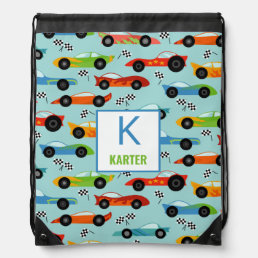 Cool Race Cars Personalized Kids Drawstring Bag
