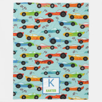 Cool Race Cars Personalized Kids Fleece Blanket