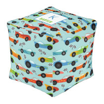 Cool Race Cars Personalized Kids Pouf