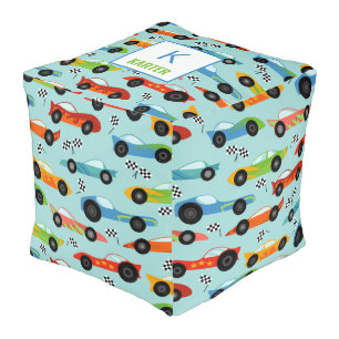 Cool Race Cars Personalized Kids Pouf
