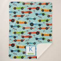 Cool Race Cars Personalized Kids Sherpa Blanket