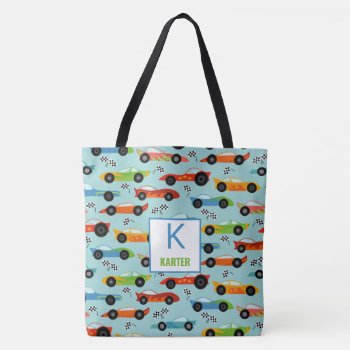 Cool Race Cars Personalized Kids Tote Bag by LilPartyPlanners at Zazzle