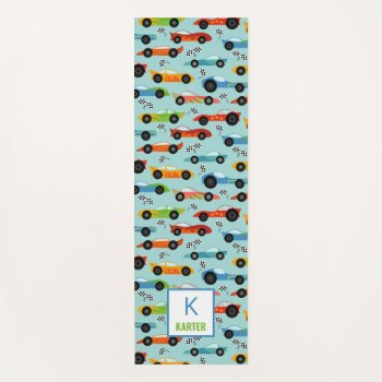 Cool Race Cars Personalized Kids Yoga Mat by LilPartyPlanners at Zazzle
