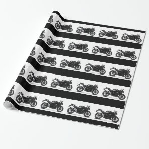 COOL RACING SPORTS BLACK MOTORCYCLE 297090  motorb Wrapping Paper