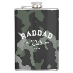 Cool Rad Dad Funny Father&#39;s Day Green Camouflage Flask