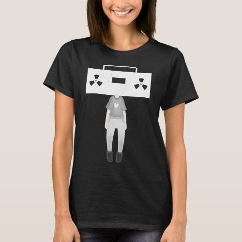 Cool Radioactive Kid Boom Box Head with Heart Outf T_Shirt