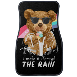 Cool Rainbow Bear I make it through the Rain   Car Floor Mat
