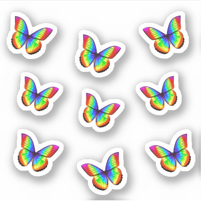 Cool Rainbow Butterfly Sticker (Front)