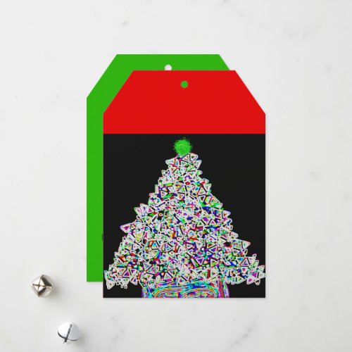 Cool rainbow Christmas tree flat Holiday Card