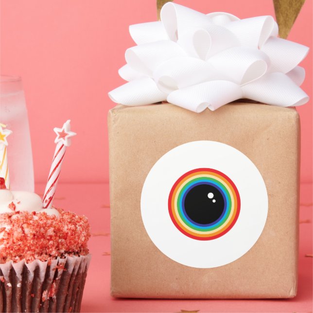 Cool Rainbow Eyeball Classic Round Sticker (Party)