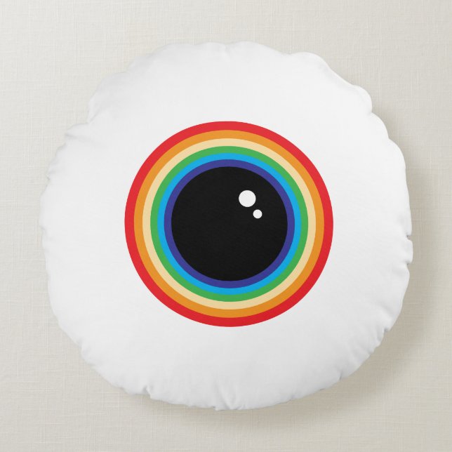 Cool Rainbow Eyeball Round Pillow (Front)