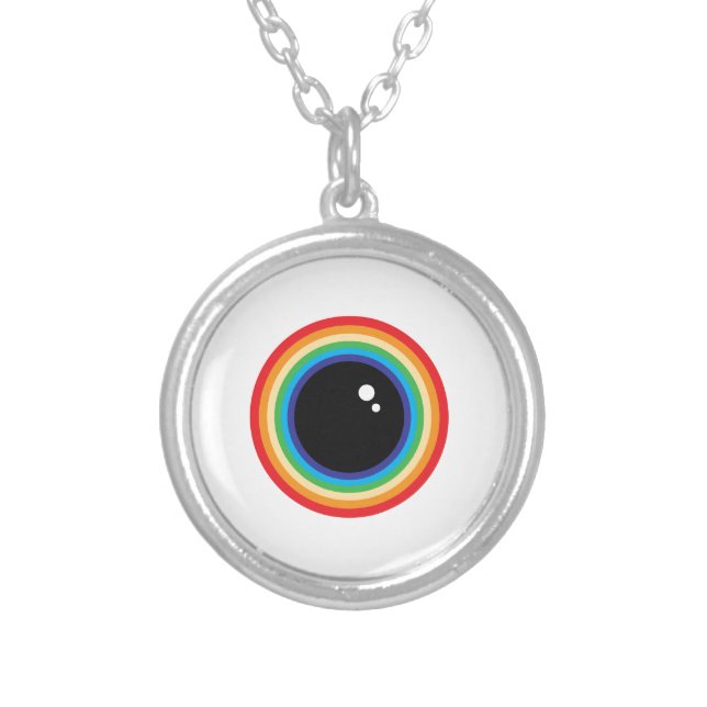 Cool Rainbow Eyeball Silver Plated Necklace (Front)